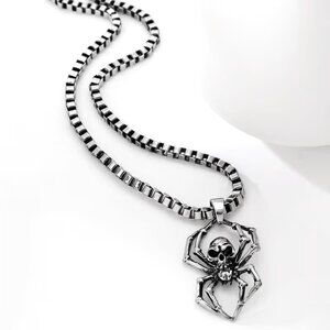 Necklace Spider Skull Normal is Illusion Bold Statement Trendy Unisex Edgy Rock